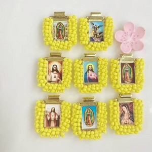 Colgante de cuentas Miyuki de esmalte colorido para mujer, accesorio de joyería con abalorio de Jesús Virgen María/San cristiano, venta al por mayor - Product Image 4
