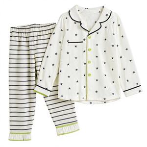 Ensemble de pyjamas en coton molletonné écologique pour petites filles, deux pièces, confortable, doux, respirant, séchage rapide, élégant, vêtements de nuit - Product Image 1