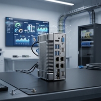 Mini PC Yantronic J6412 /N97/N100 à double écran, 4 ports LAN, multi-USB, PC embarqué pour système de calcul en périphérie IoT en usine
