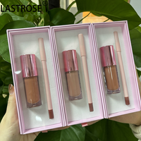 Ensemble de combos de brillant à lèvres transparent rose nu Kit de lèvres de marque privée végétalienne 2 en 1 Kit de brillant à lèvres mat antiadhésif