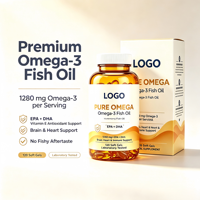 Capsules de gelée molle d'oméga-3 en marque blanche avec une teneur élevée en EPA et DHA, huile de poisson oméga-3 et vitamine E, complément alimentaire