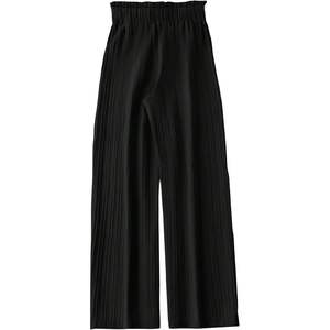 Pantalones Anchos Personalizados para Mujer, Cintura Alta, Detalle de Lazo Elástico, Tela Crepé, Transpirables, Casuales - Product Image 1