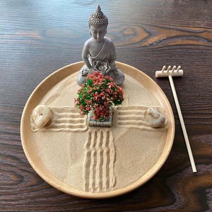 พระพุทธรูปนั่งสมาธิในสวนเซนจิ๋วแบบเอเชีย พร้อมต้นบอนไซ งานประติมากรรมเรซิ่น สำหรับตกแต่งบ้าน สไตล์พุทธศาสนา - Product Image 2