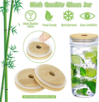 Offre Spéciale 16oz 480ml Boba Thé Smoothies Potable Verre Mason Jar Avec Couvercles de bambou