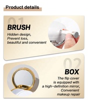 Pot vide en plastique doré de 12g pour masque à lèvres rond, crème ou gloss, avec pinceau applicateur, pour emballage cosmétique