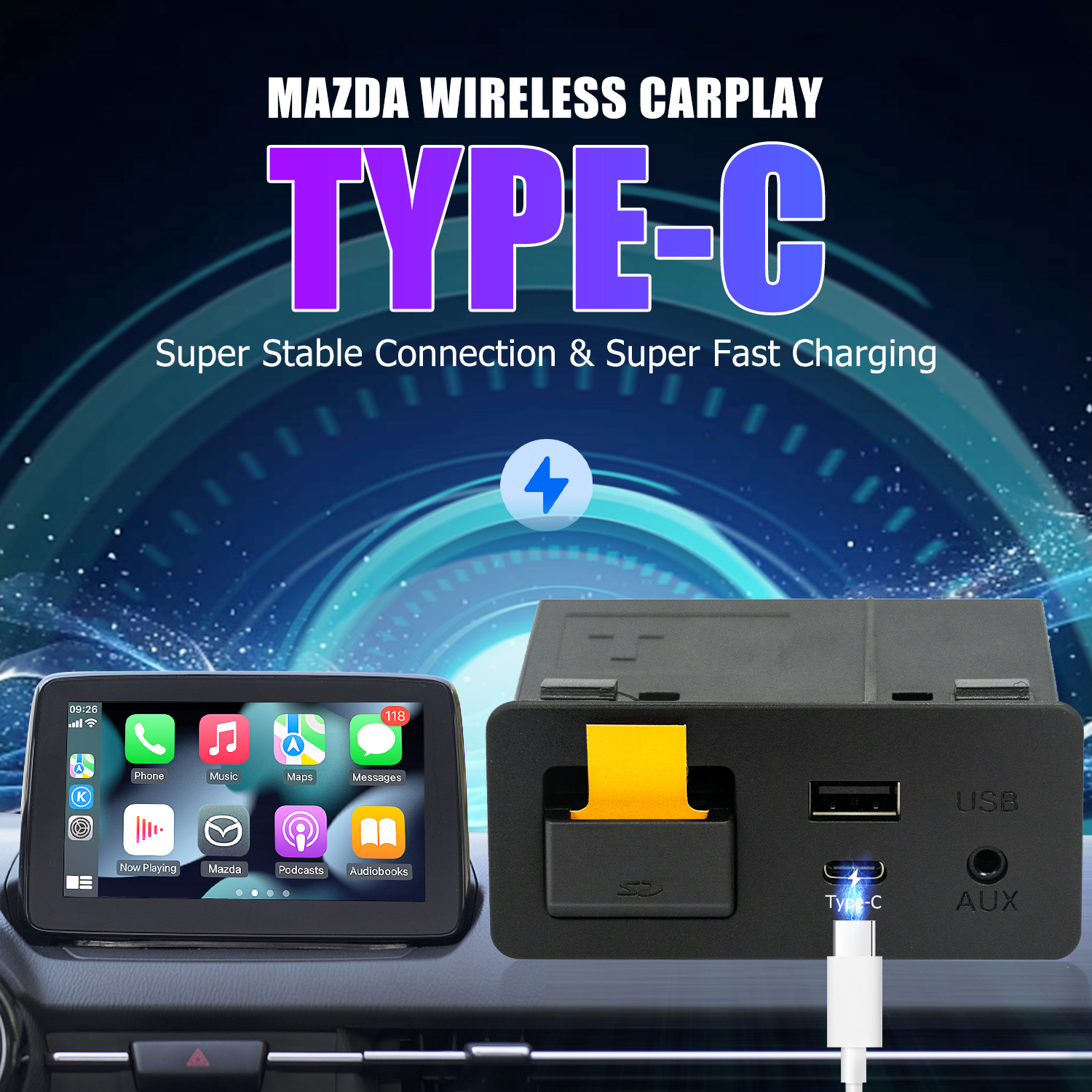 マツダ レトロフィットキット ワイヤレスタイプ 不明 Wireless CarPlay / Type-C レトロフィットキット のパーツ