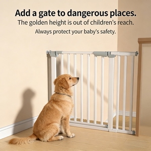 Nouvelle barrière de sécurité pour animaux de compagnie en acier massif épaissi et plastique, sans perçage, pour bébés et chiens, barrière d'escalier anti-collision horizontale - Product Image 5