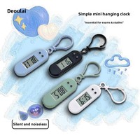 Mini porte-clés silencieux en forme de dessin animé Deou Lai, horloge mécanique de poche, fonctionne à piles, en plastique ABS, à bouton-poussoir, pour étudiants