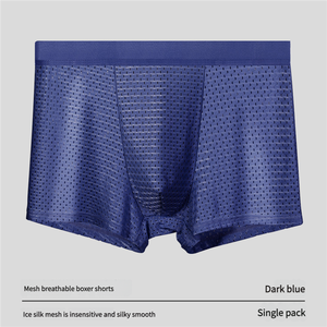 New Mesh Ice <strong>Silk</strong> <strong>Men's</strong> Underwear Sexy Seamless Breathable Full Sprang Boxers Briefs Shorts Custom Logo Gentleman Underpants - Product Image 5