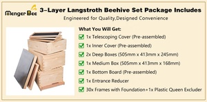 New Beekeeping Honey Beehive 10 <b>Frames</b> 3 Layers China Fir Langstroth Bee Hive Box 20mm Thickness Unassembled - Product Image 5