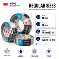 Nastro Adesivo 3M 6969 Extra Resistente 0,25mm 48mm 55m con Adesivo in Gomma per Riparazioni MRO