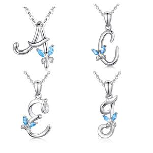 Collana da Donna alla Moda con Lettera <span class=keywords><strong>Iniziale</strong></span> Personalizzata Placcata in Rodio e Zirconi - Product Image 2