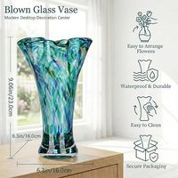 Vase de sol en cristal soufflé à la main, personnalisable, de luxe, avec design industriel, incrustation dorée, motif marbré en spirale, pour la décoration de la maison