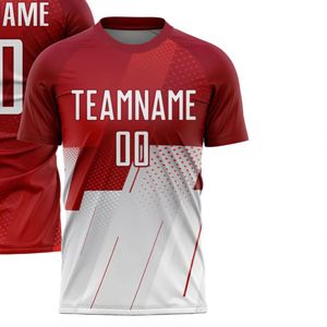 Camiseta de Fútbol Estampada en Rojo y Blanco, Manga Corta, Transpirable, de Secado Rápido, Ligera, para Entrenamiento y Partidos de Verano - Product Image 2