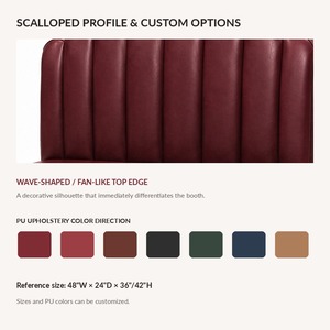 Asiento de Bistró Moderno con Diseño Festoneado en PU, Sofá para Restaurante con Base de Madera, Color Personalizado para Cafetería, Envío DDP a EE. UU. - Product Image 3