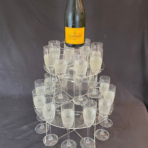 Shinyageli — présentoir transparent à 3 niveaux de présentation de Champagne et de verres en acrylique, vente en gros - Product Image 1