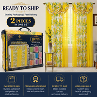 Ensemble de 2 rideaux en voile imprimé avec cantonnière intégrée, motifs floraux rouges de luxe, pour chambre et salon