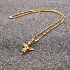 Collier rétro en acier inoxydable plaqué or 18 carats avec pendentif étoile de <span class=keywords><strong>David</strong></span>, cœur d'amour, Cupidon, ange, main de Jésus en prière, Hamsa - Product Image 1