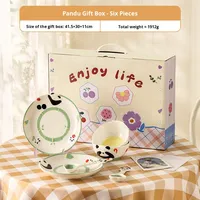Vaisselle complète de style nordique européen coffret cadeau mignon bol et assiette en céramique ensemble de vaisselle en céramique