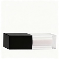 Tube de rouge à lèvres transparent givré de 4 ml, emballage carré en plastique avec bouchon à vis, recyclable, marque privée