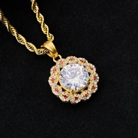 Nouveau produit transfrontalier Goid Édition 2026 - Pendentif creux en acier inoxydable coloré avec zircon 3A, style Hip Hop