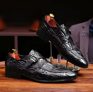 Chaussures montantes pour hommes en cuir véritable, motif floral, imperméables, légères, formelles, à bout pointu, avec boucle britannique, antidérapantes - Product Image 2