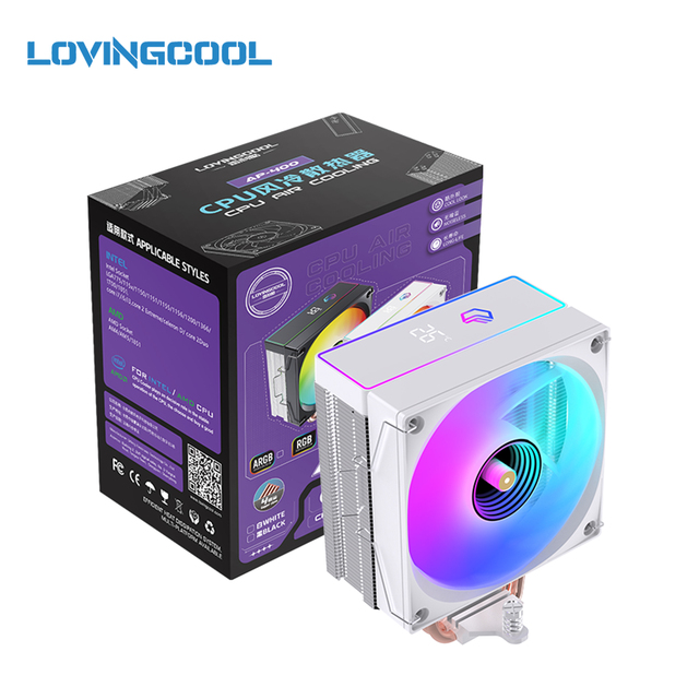 Lovingcool New Design 4 Copper Heat Pipes 200W TDP High Performance CPU AIR Cooler with Digital Temperature Display Top Cover
