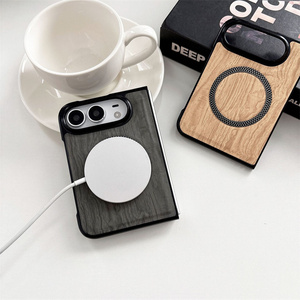 Funda magnética plegable con textura de madera 2026 para iPhone 18 Duo, cubierta trasera de PC con marco magnético de madera esmerilada para pantalla plegable - Product Image 2