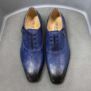 Chaussures habillées classiques en cuir véritable XuanWu 2026 pour hommes, motif graffiti, à enfiler, tendance automne, gaufrage élégant - Product Image 2