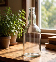 Bouteille en verre cylindrique Voltan 500 ml pour spiritueux (Whisky, Rhum), avec bouchons hermétiques, en verre silex transparent, conteneur de stockage robuste de qualité supérieure