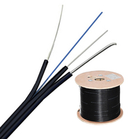 Câble de descente FTTH intérieur/extérieur à 2 fibres G657A 1550nm, câbles de communication en fibre optique pour réseau, utilisant des fils en acier FRP KFRP