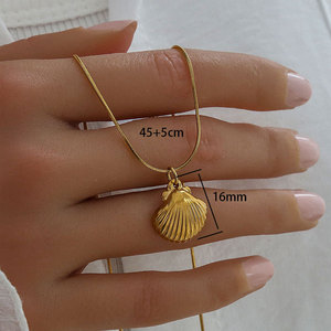 Collares de Moda Hawaiana de Verano, Joyería de Acero Inoxidable 316L, Collar de Conchas Marinas Chapado en Oro de 14k y 18k para Mujer - Product Image 3