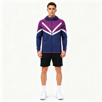 Sweat à capuche zippé pour homme en polyester personnalisé avec sublimation, rayures chevron et impression 3D intégrale pour vêtements de sport