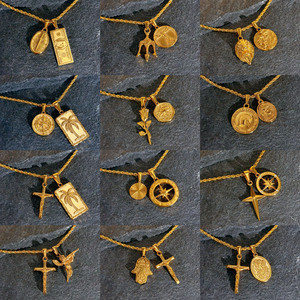 Pendentifs en gros plaqués or PVD, compas étoile du <span class=keywords><strong>Nord</strong></span> et croix, pour colliers, bijoux fantaisie en acier inoxydable, breloques - Product Image 5