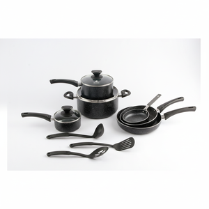 Juego de utensilios de cocina de aluminio prensado 12 piezas, revestimiento antiadherente, fondo sin inducción - Product Image 1