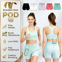 Shorts de course pour femmes POD vert menthe 2-en-1 avec doublure intérieure de compression couleur unie, cordon de serrage, logo personnalisé, bas de sport pour femme
