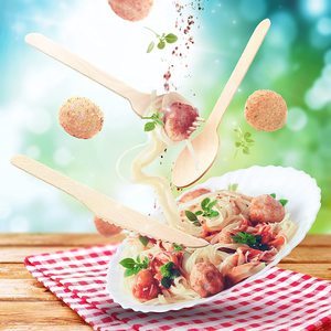 Thân Thiện Với Môi Phân Hủy Sinh Học Dao Kéo Thiết Lập Thiết Kế Mới Dùng Một Lần Bằng Gỗ Dao Muỗng Nĩa Làm Từ Gỗ Bạch Dương - Product Image 3