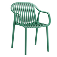 Chaise de jardin/de repas extérieure de style victorien, imperméable, en plastique PP coloré avec accoudoirs, empilable et légère