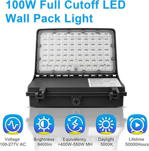 Projecteur LED mural extérieur avec photocellule 16000LM 3500K/4100K à coupure totale en alliage d'aluminium IP65 pour luminaire DLC - Product Image 1