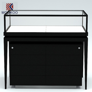 Gabinete de exhibición con iluminación LED de cristal dorado personalizable, tienda elegante y escaparate de joyería, soporte de mostrador - Product Image 6