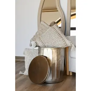 Set di 2 Tavolini Laterali in Metallo 42X42X52 con Piano Dorato - Product Image 3