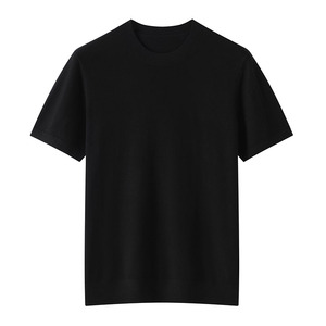 Camicia 100% da <span class=keywords><strong>uomo</strong></span> a girocollo tinta unita in lana Merino tinta unita a maniche corte lavorata a <span class=keywords><strong>maglia</strong></span> - Product Image 2