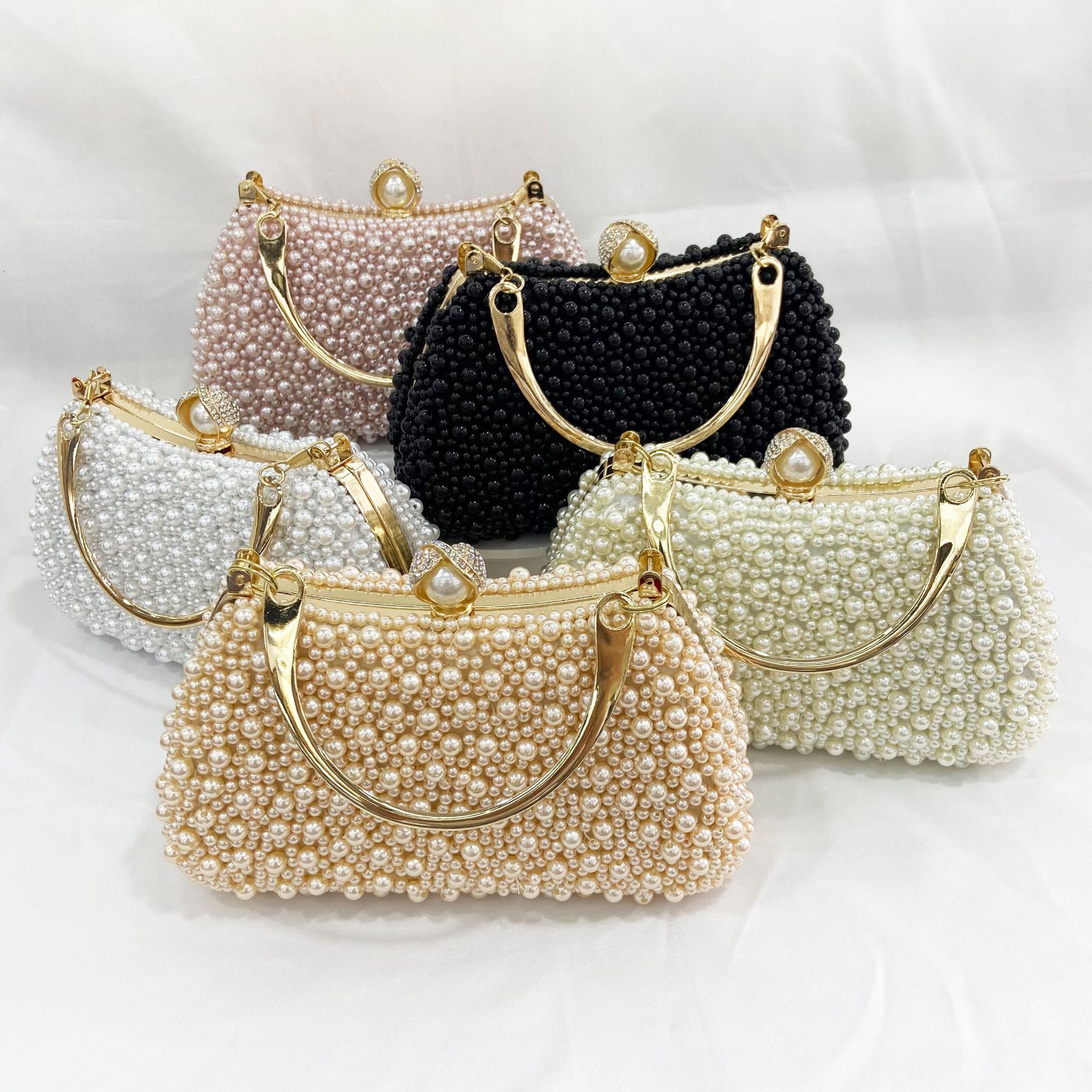 Bolsa de mão feminina de pérolas, luxuosa, para meninas, festas, design de moda, para noite, bolsa de mão para casamento