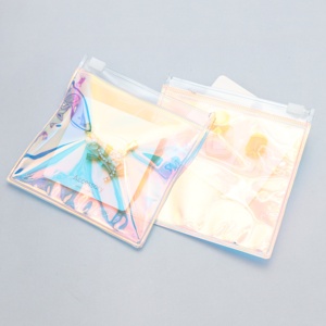 Wholesale <b>Blank</b> PVC Hologram Plastic Packing Bag Customized Small Ziplock Jewelry Bags Without Printing Zipper Bag - Product Image 3