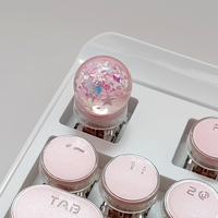 Porte-clés en résine de dessin animé en forme de boule de cristal, touches de clavier mécanique à axe unique, touches roses translucides, mignonnes et personnalisées