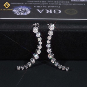 Fine Jewelry GRA Certificate 925 Sterling <b>Silver</b> Gradual Bezel Setting Fashion Moissanite <b>Dangle</b> <b>Earrings</b> - Product Image 4