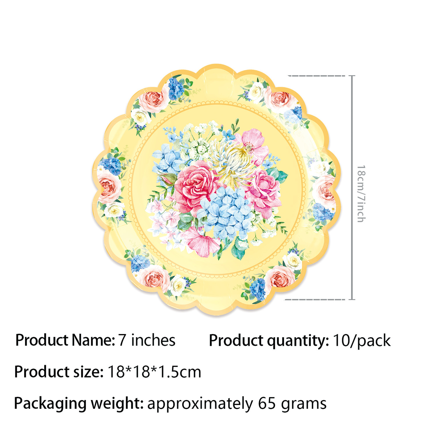 Assiettes en carton jaunes - 10 pièces, 18 cm (7 pouces)