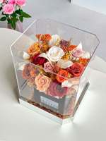 Cadeau de la Saint-Valentin, vraies fleurs, roses, boîte à fleurs éternelles en acrylique transparent à rabat, cadeau pour la fête des mères, cadeau d'anniversaire