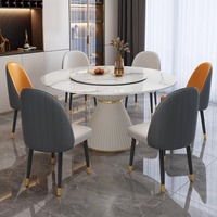 Luxuriöses Modernes Marmor Rundes Großes Esstisch-Stuhl-Set für 4 6 8 Personen Komplettes Restaurant-Creme-Design Schöne Möbel Küchendesigns