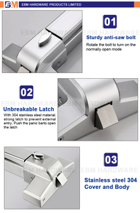 Thoát khỏi cửa cháy cửa thép không gỉ hoảng loạn thoát khỏi thiết bị, thoát khỏi cửa đẩy thanh hoảng loạn khóa, thiết bị khẩn cấp hoảng loạn thanh - Product Image 6